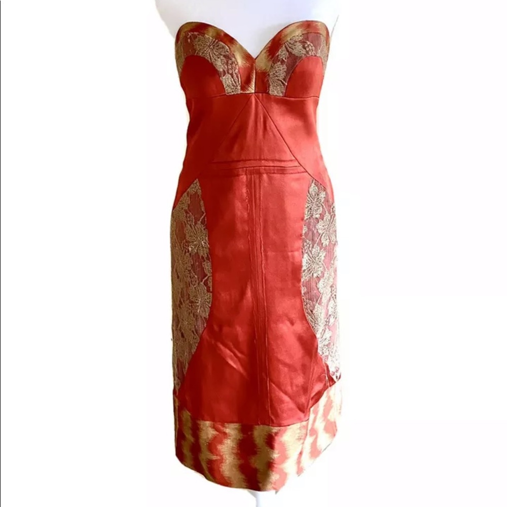 Nicole Miller Orange-Red Silk Satin Size 6/S